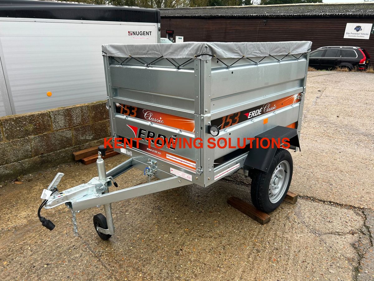 NEW ASSEMBLED ERDE 153 LEISURE / CAMPING TRAILER WITH 400MM SOLID SIDES